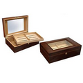 Dalton 120 Count Dark Mahogany Finish Cigar Humidor w/ Framed Glass Top